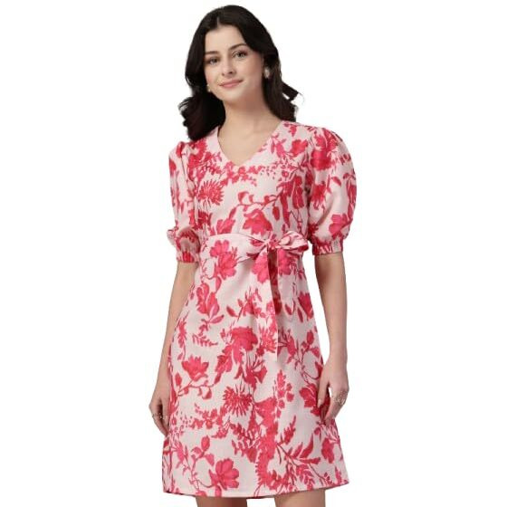 Style Quotient Women Fusia Flroal Print Dress Fuchsia
