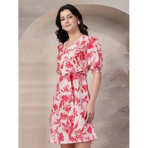 Style Quotient Women Fusia Flroal Print Dress Fuchsia