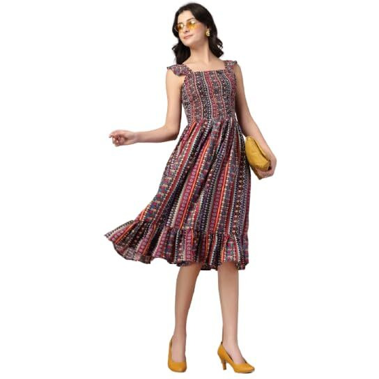 Style Quotient Women Printed Multi Color Sleeveless Dress