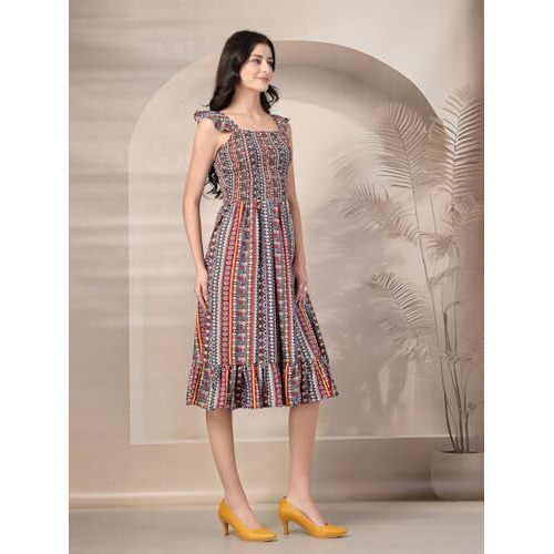 Style Quotient Women Printed Multi Color Sleeveless Dress