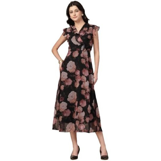 Style Quotient Women Black Printed Maxi Dress