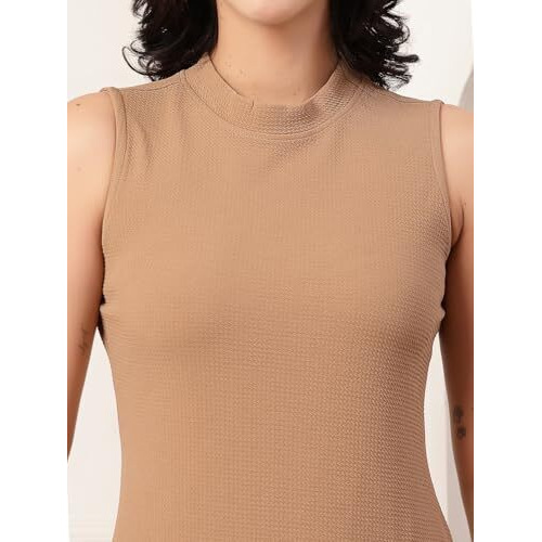 Style Quotient Women Brown Solid Polyknit Peplum Midi Dress