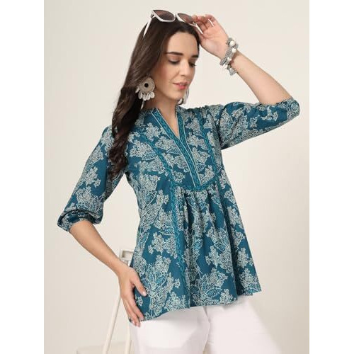 Style Quotient Women Blue And White Printed Tunic