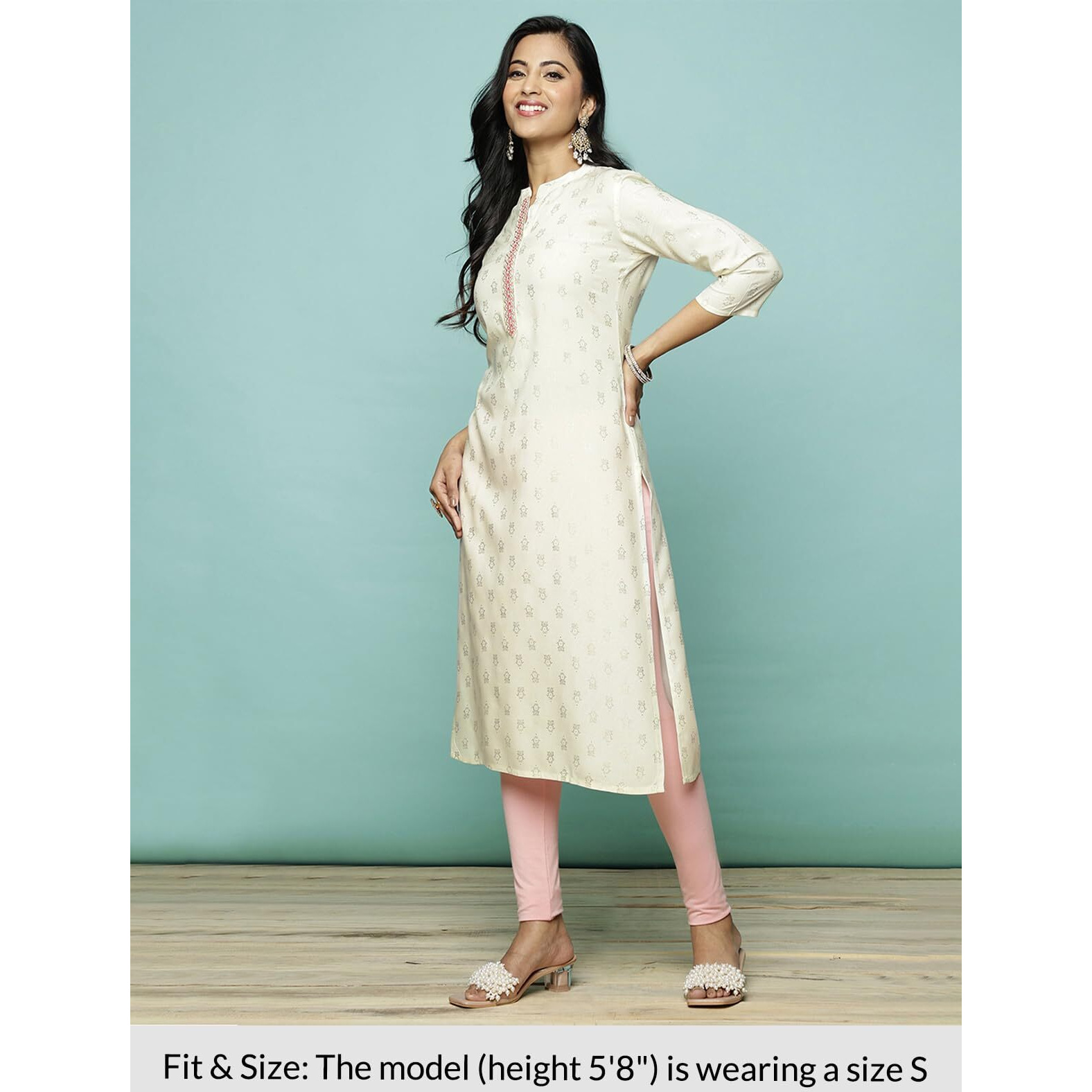 Rangita Off White Rayon Calf Length Embroidered Straight Kurti For Women | Kurta For Women_M