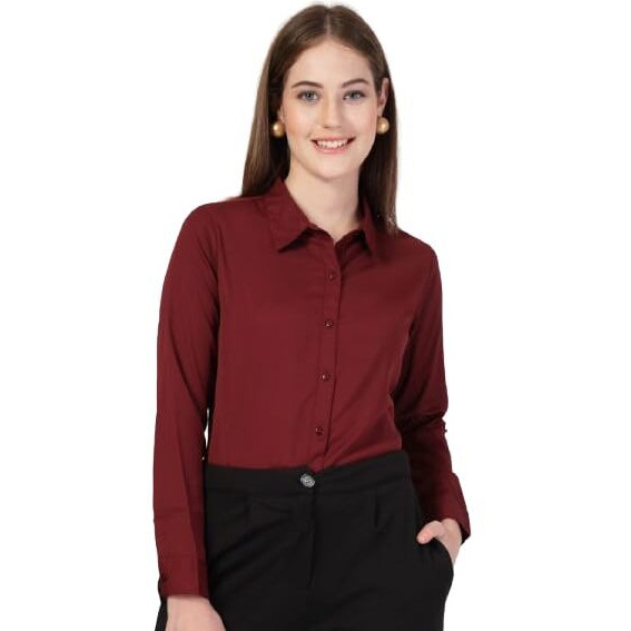 Style Quotient Women Maroon Formal Shirt