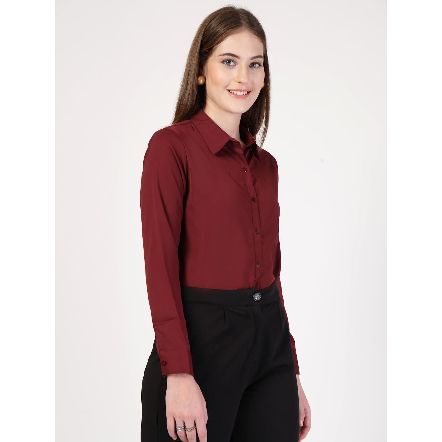 Style Quotient Women Maroon Formal Shirt
