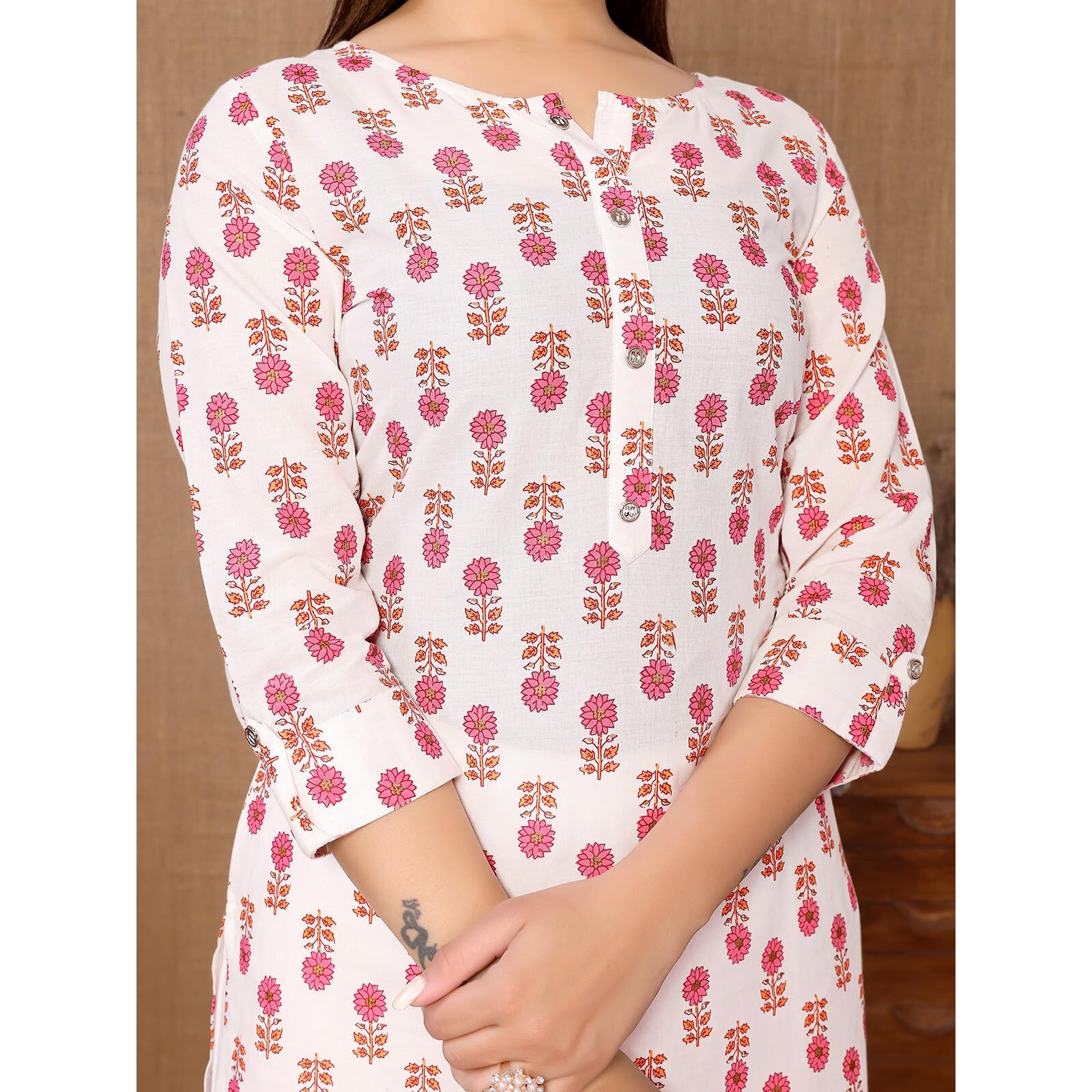 Rangita White Cotton Knee Length Printed Straight Kurti For Women | Kurta For Women_3Xl