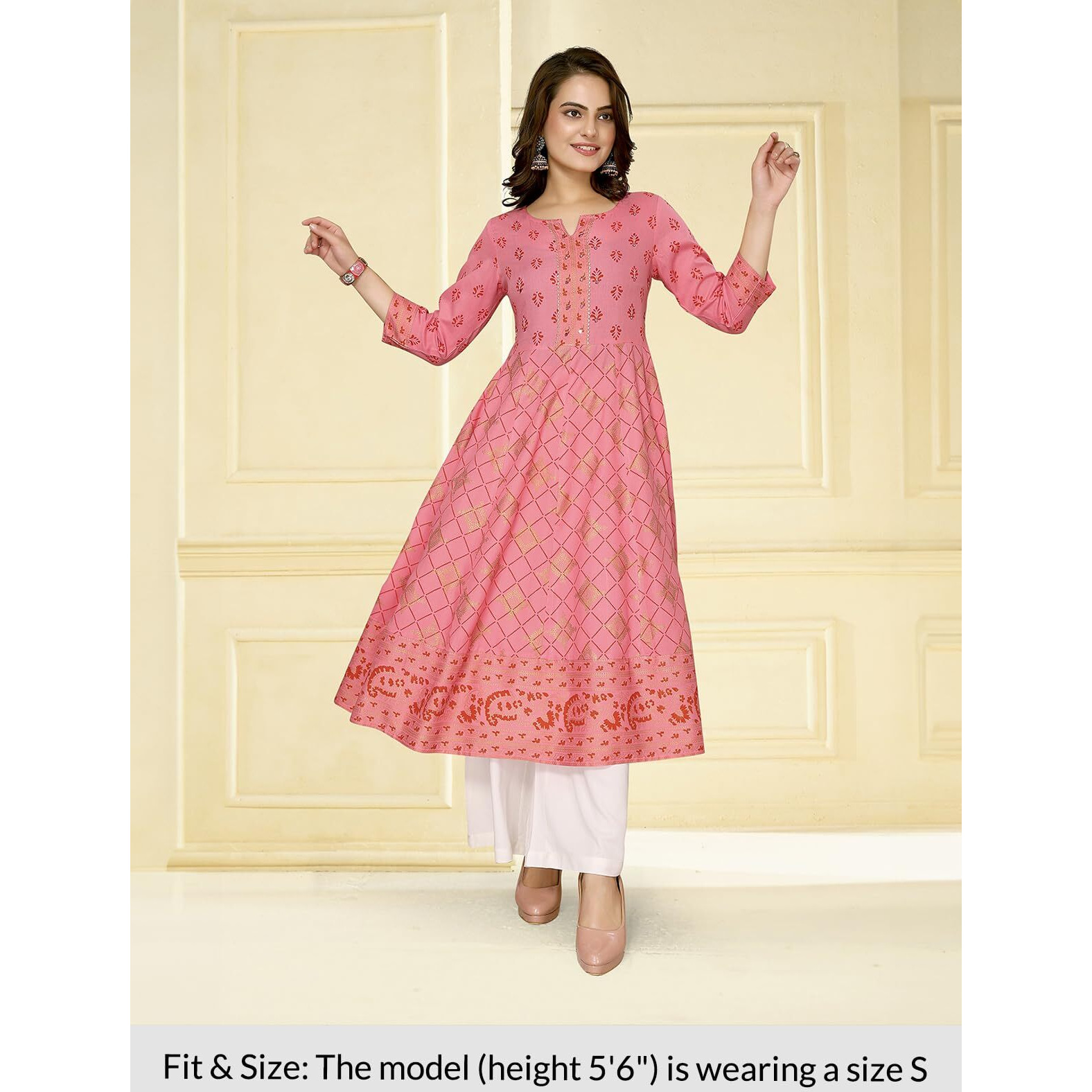 Rangita Coral Rayon Calf Length Embellished Anarkali Kurti For Women | Kurta For Women_3Xl