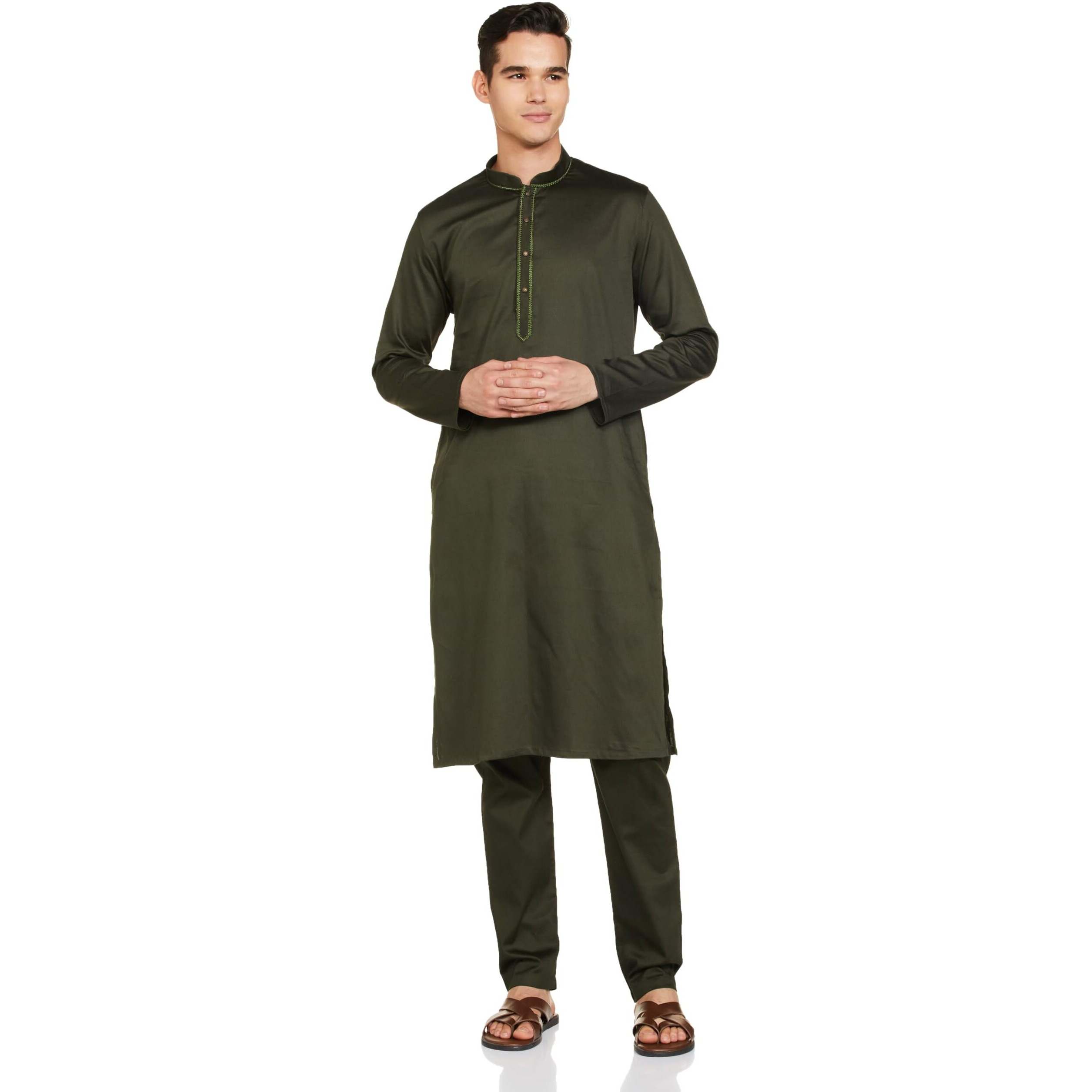 Manyavar Cotton Solid Casual Kurta Set For Men