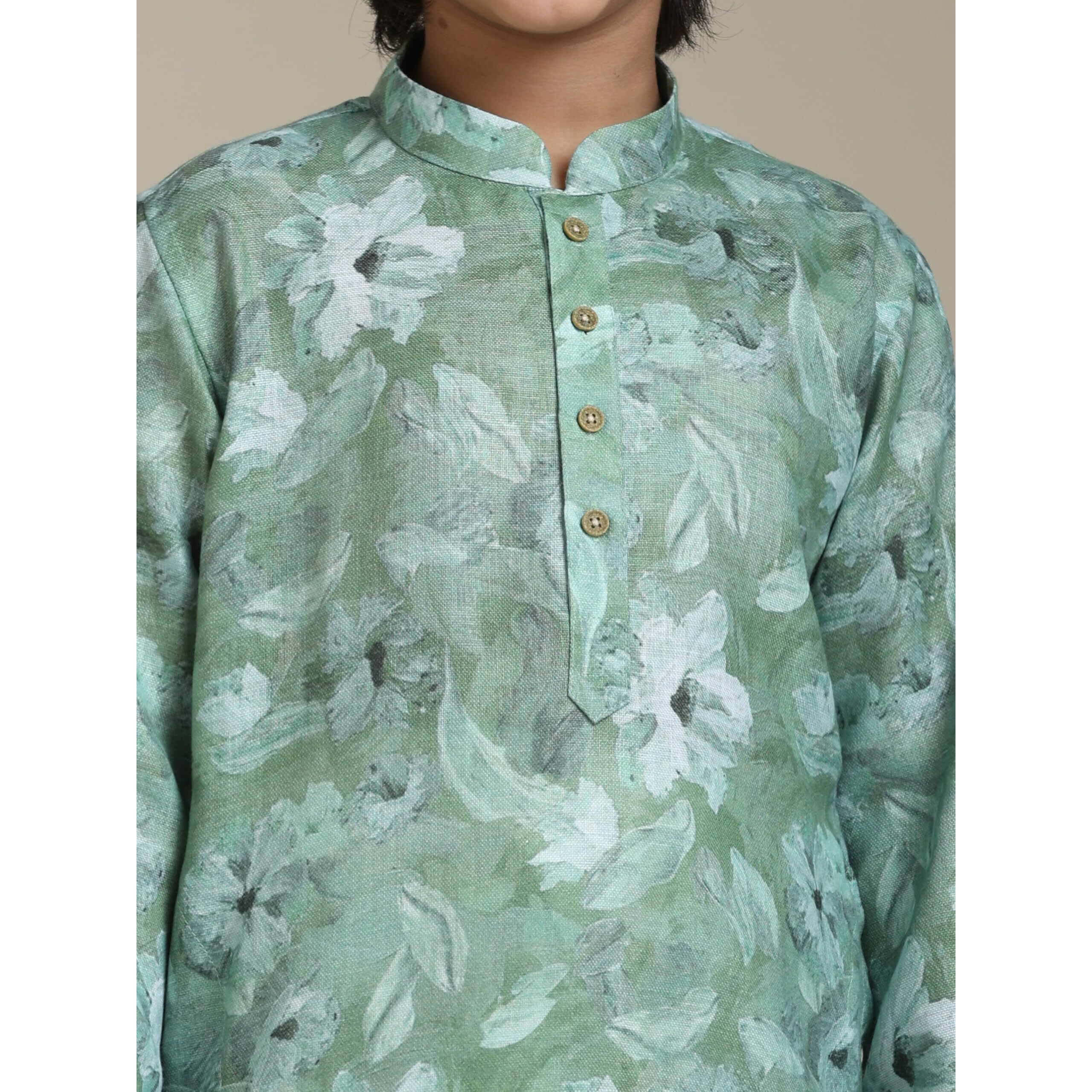 Manyavar Boys Viscose Blend Printed Kurta Pyjama Set (2Pcs)(3-4 Years)