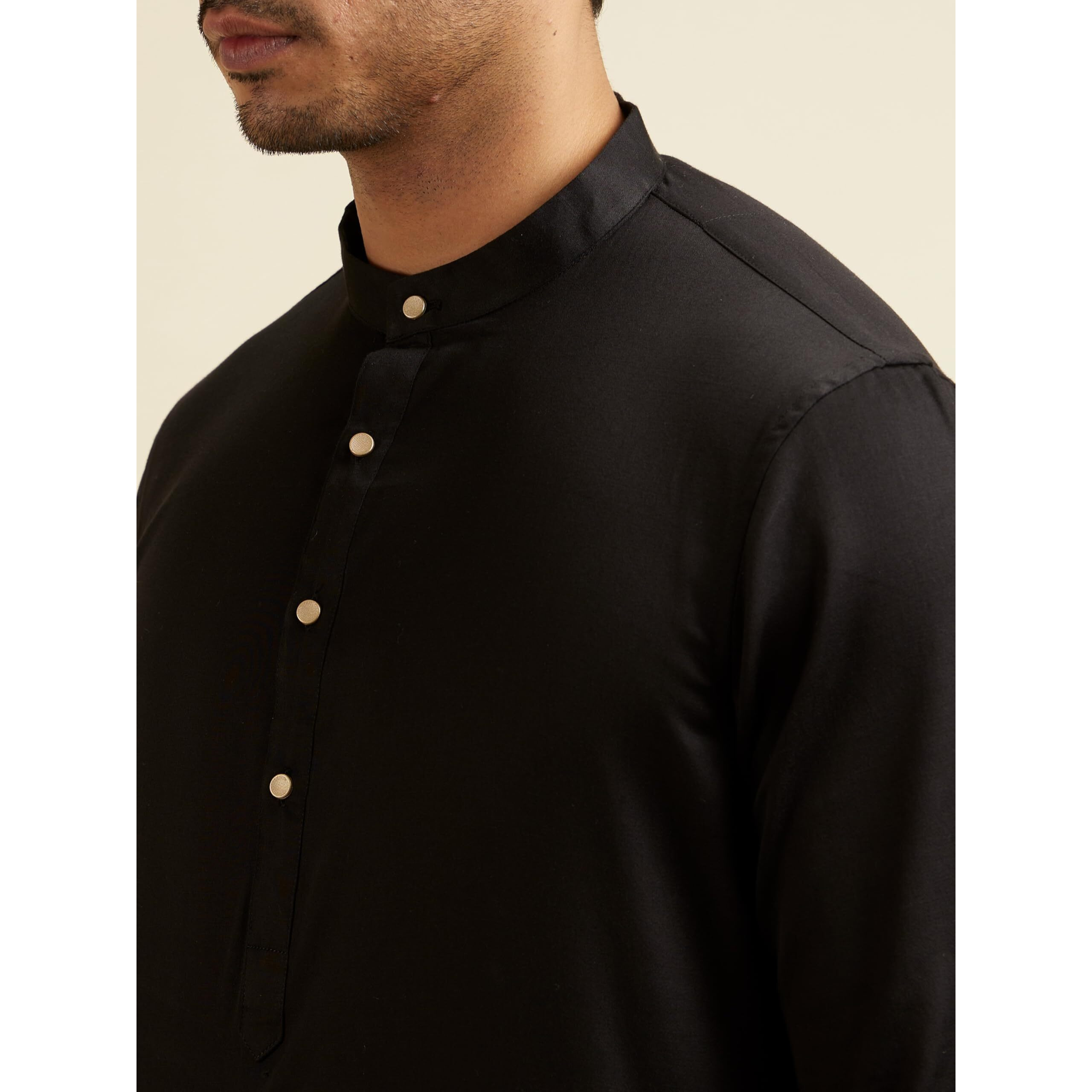 Manyavar Men's Viscose Embroidered|Sequins Jacket Set (Black,Xl)