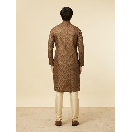 Manyavar Green Blended Viscose Digital Print | Embroidery Kurta Pyjama Set
