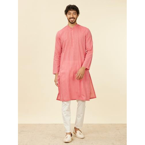 Manyavar Coral Cotton Jacquard|Self Texture Kurta Pyjama Set For Men
