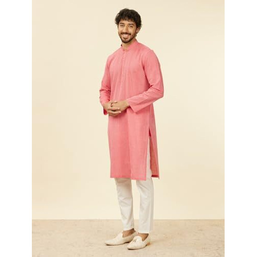 Manyavar Coral Cotton Jacquard|Self Texture Kurta Pyjama Set For Men