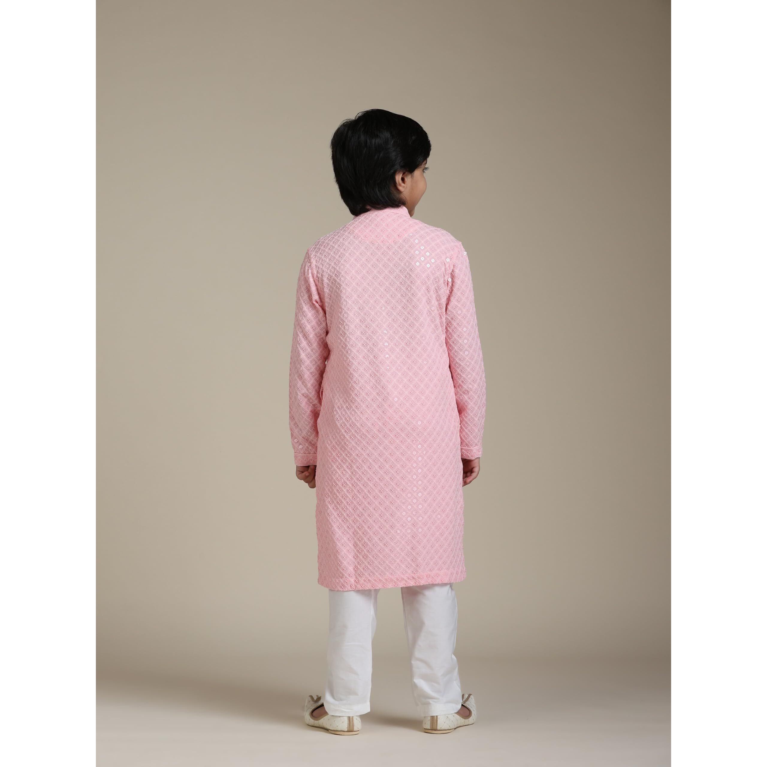 Manyavar Boys Viscose Chikankari|Sequined Kurta Pyjama Set (2Pcs)(3-4 Years)