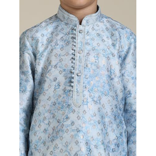 Manyavar Boys Art Silk Printed Kurta Pyjama Set (2Pcs)(3-4 Years)