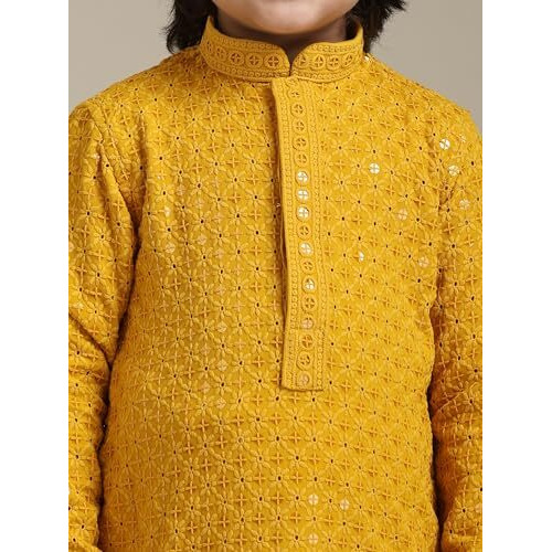 Manyavar Boys Viscose Sequined Kurta Pyjama Set (2Pcs)(6-8 Years)