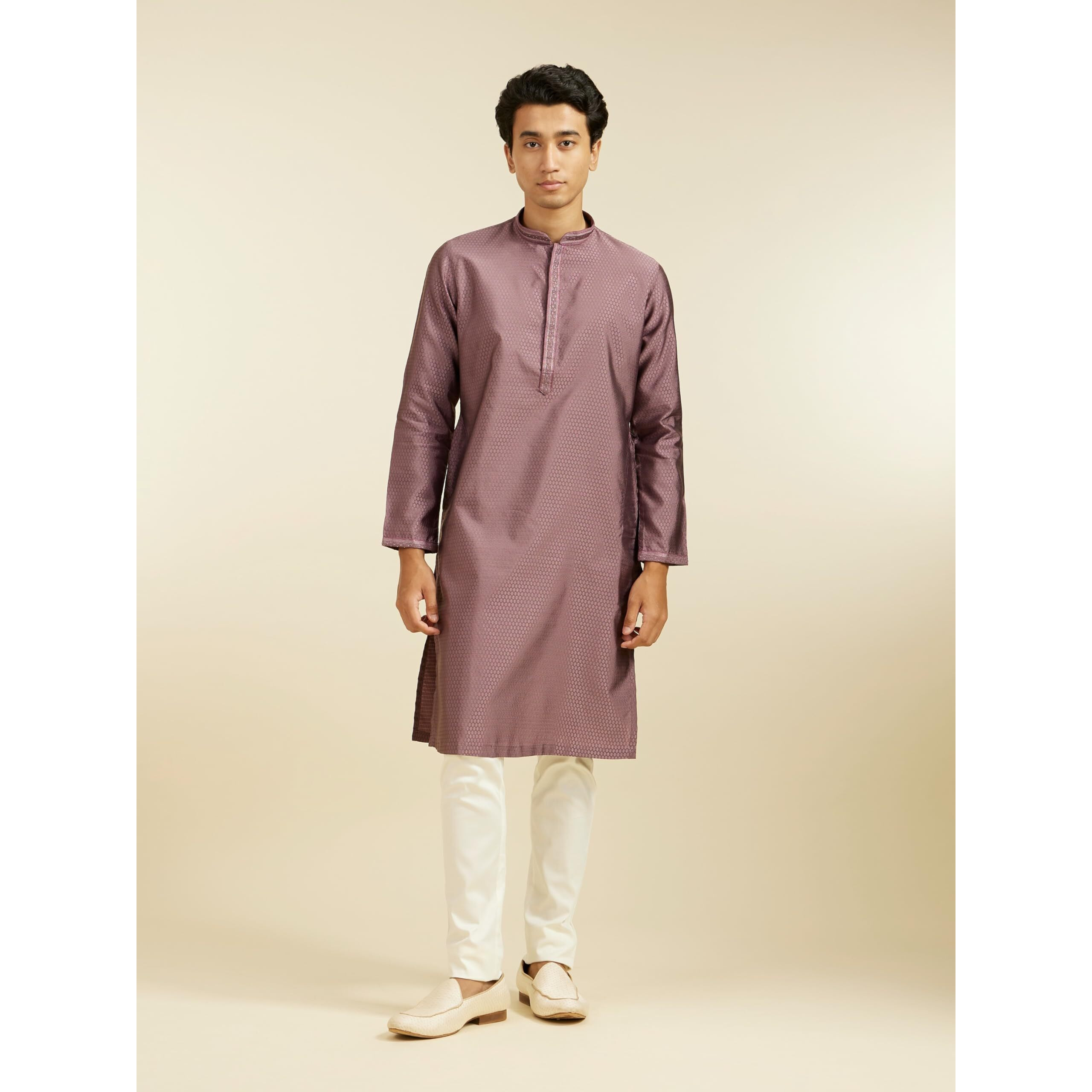 Diwas By Manyavar Men's Art Silk Thread Work Kurta (Purple,Xxxl)