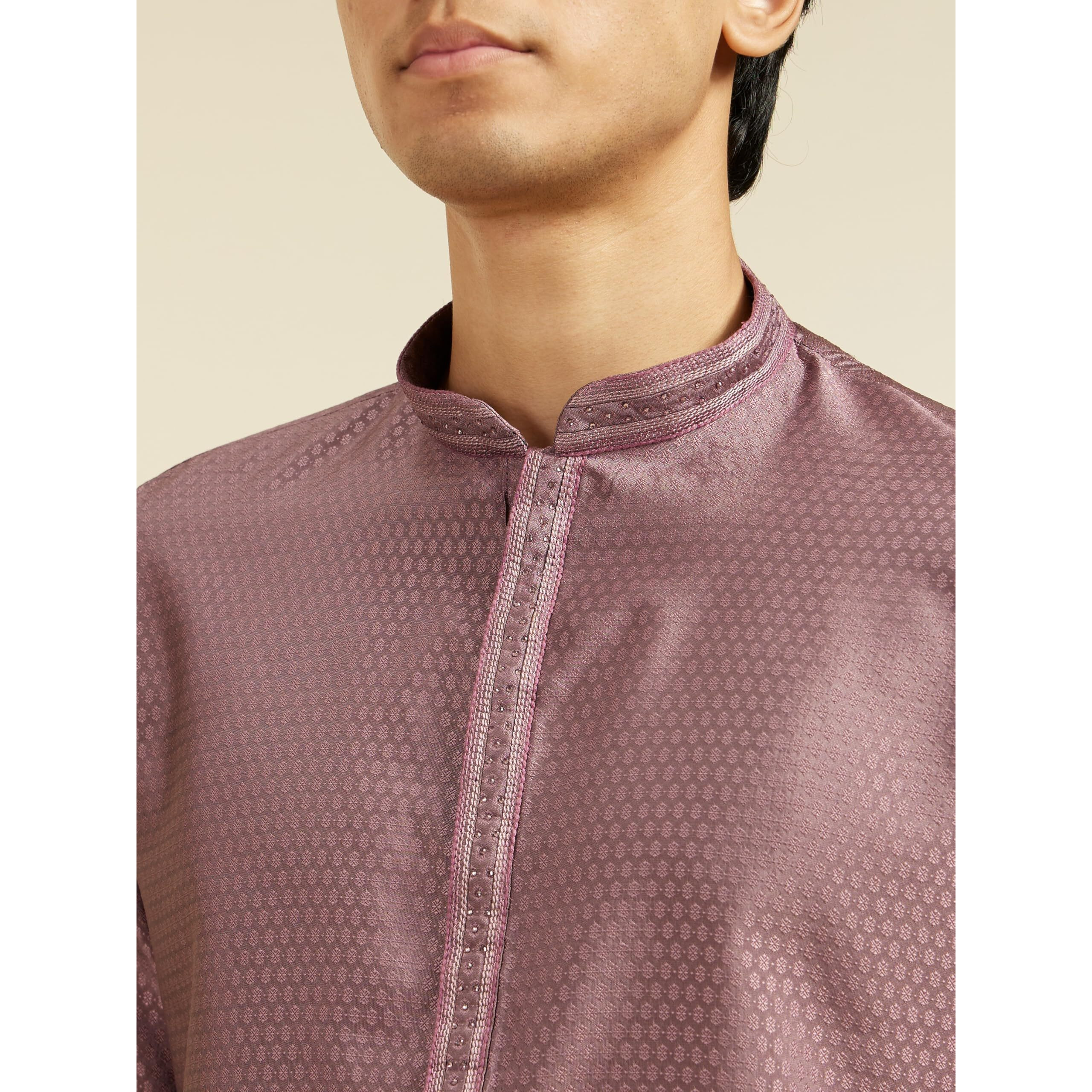 Diwas By Manyavar Men's Art Silk Thread Work Kurta (Purple,Xxxl)