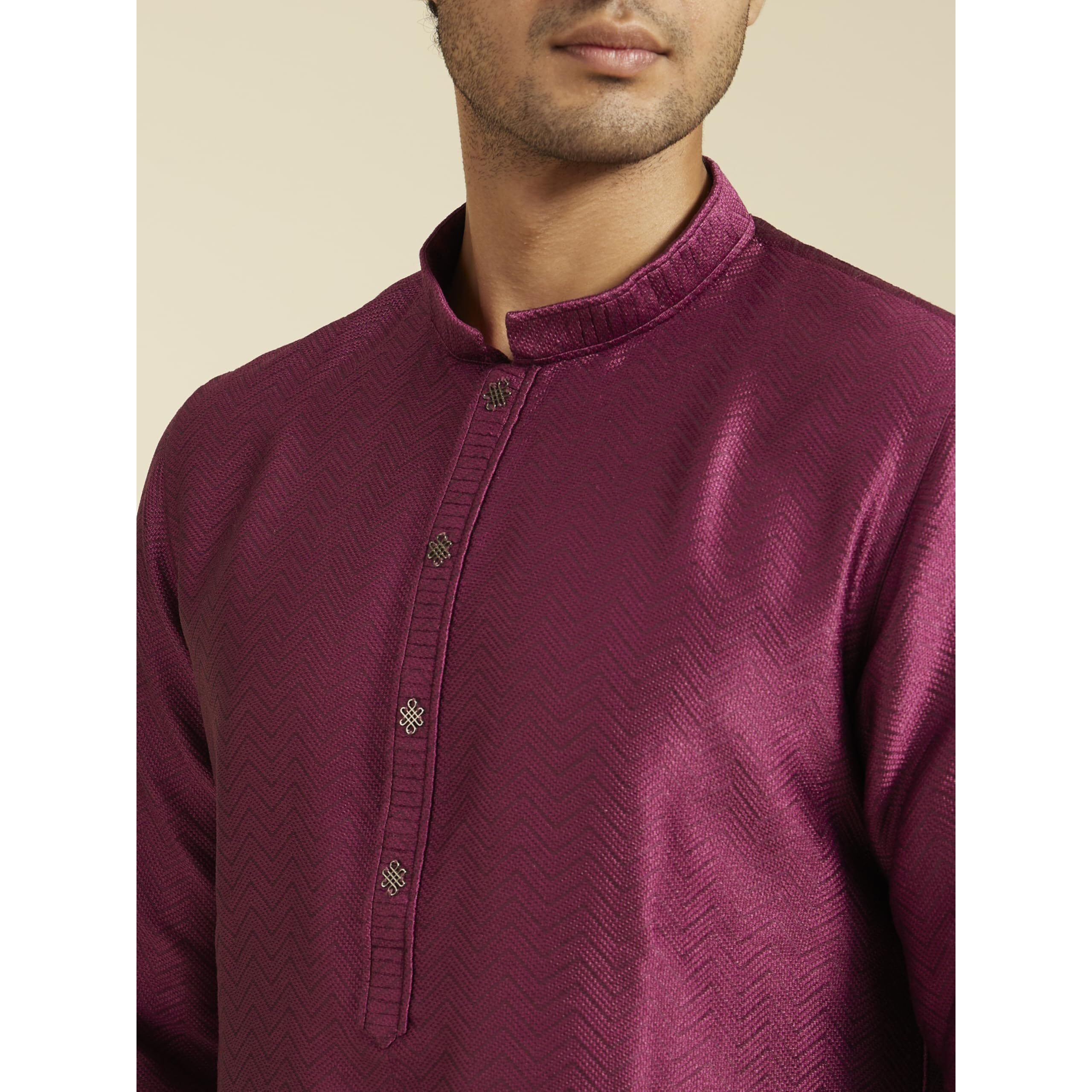 Diwas By Manyavar Men's Art Silk Jacquard Weave Kurta (Wine,Xxxl)