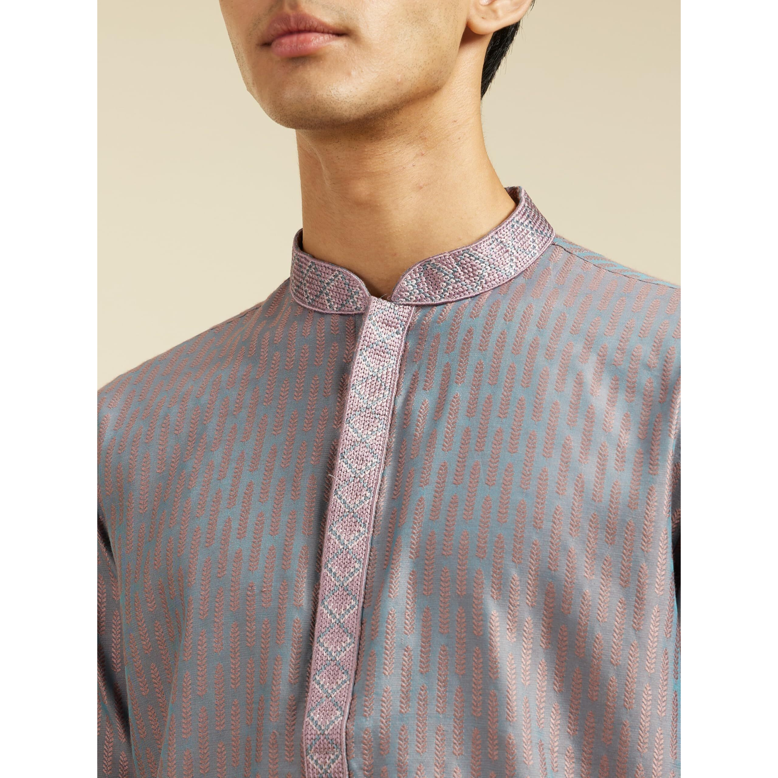 Diwas By Manyavar Men's Viscose Blend Self Design Kurta (Pink,Xl)