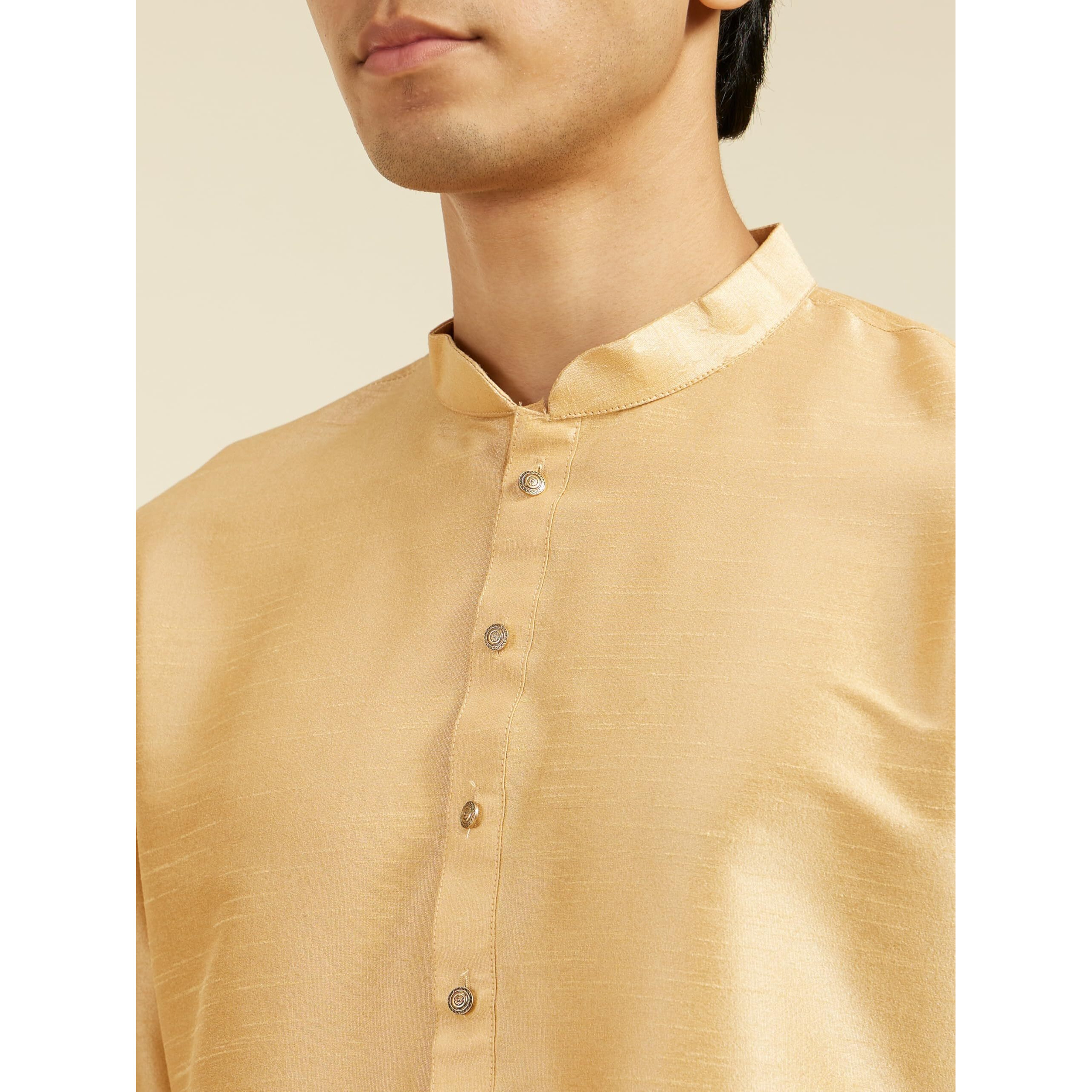 Diwas By Manyavar Men's Art Silk Solid Kurta (Fawn,L)