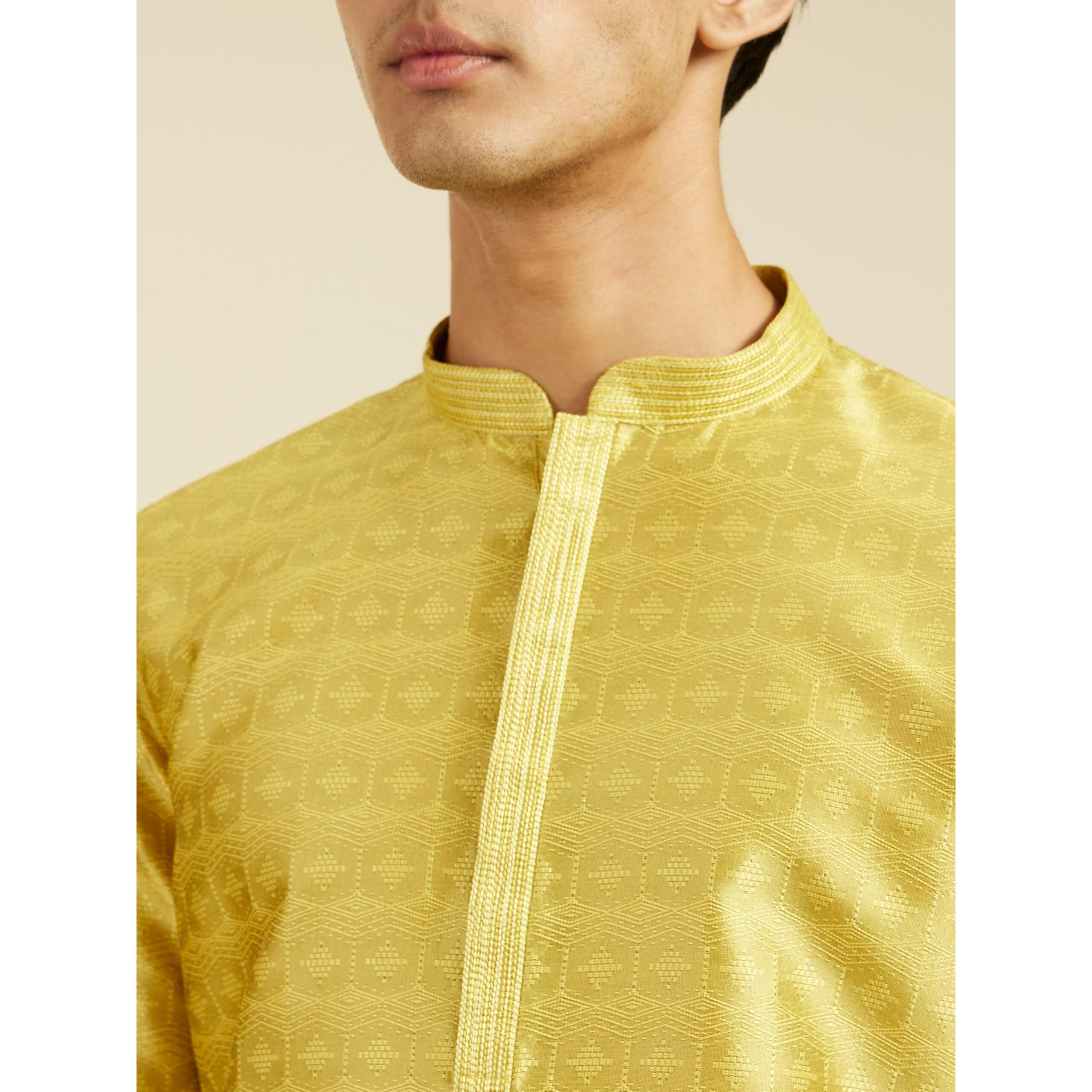 Diwas By Manyavar Men's Art Silk Jacquard| Self Design Kurta (Mehndi Green,S)