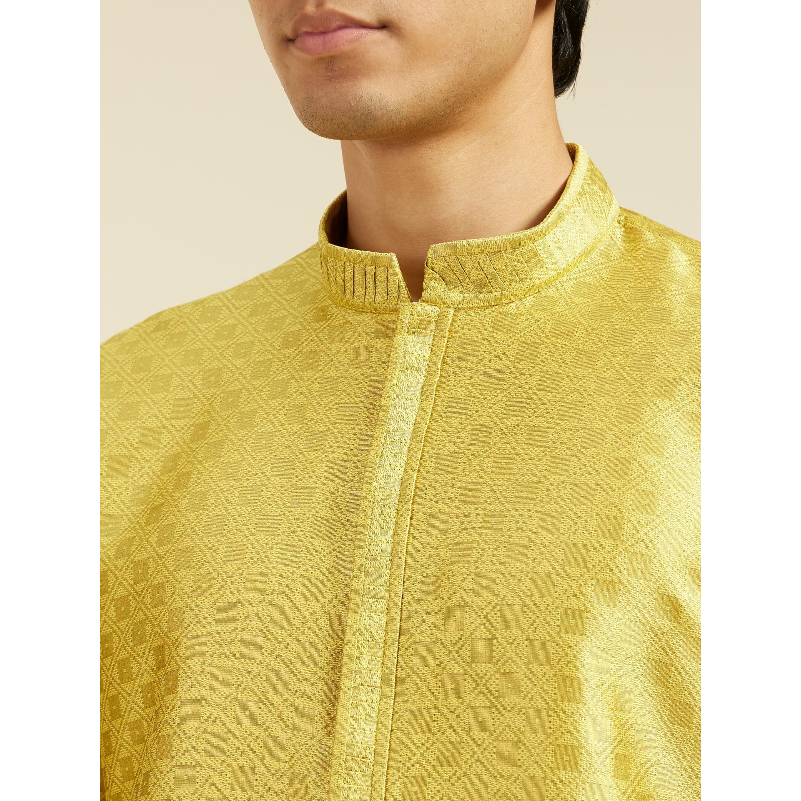 Diwas By Manyavar Men's Art Silk Jacquard Weave Kurta (Green,M)
