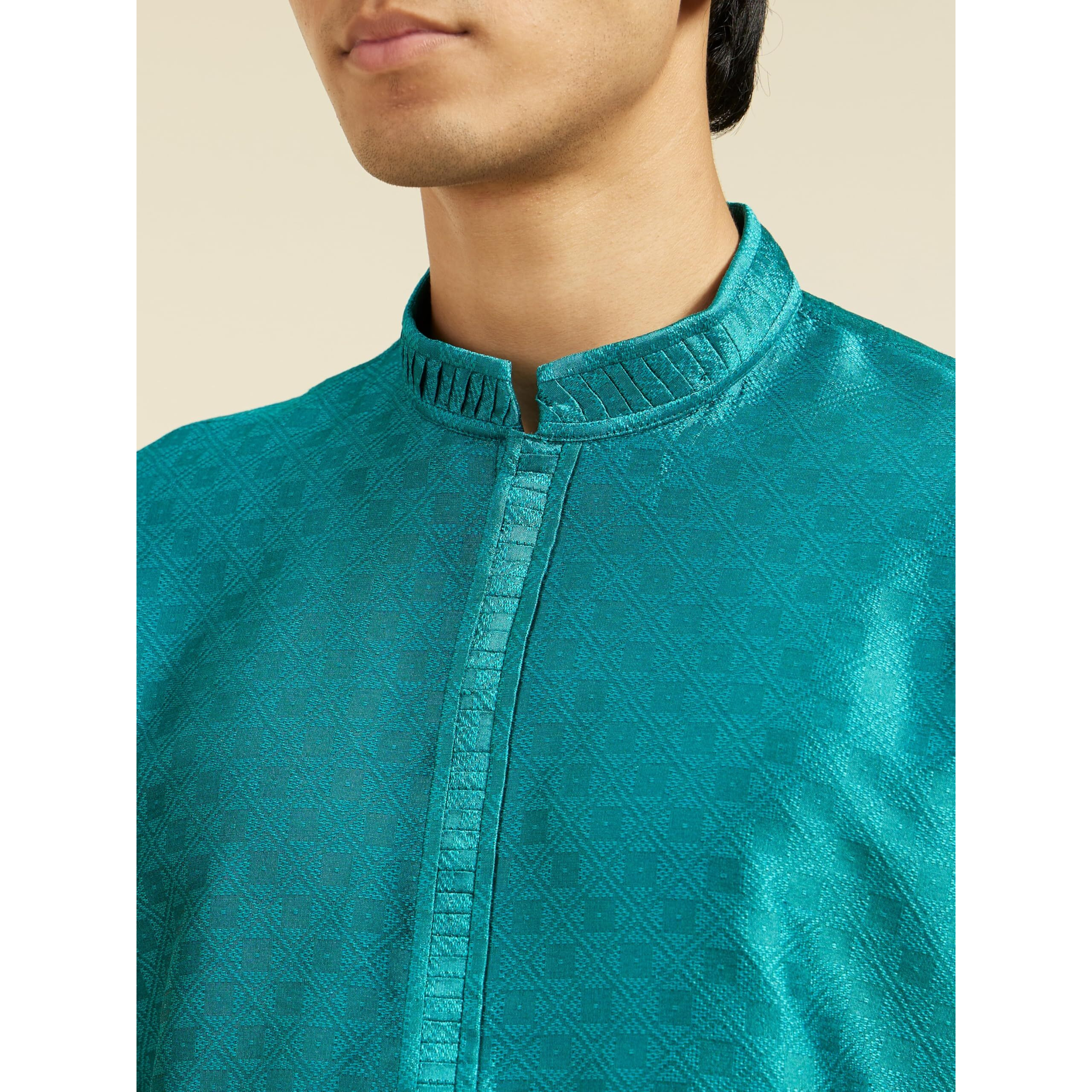 Diwas By Manyavar Men's Art Silk Jacquard Weave Kurta (Green,Xxxl)