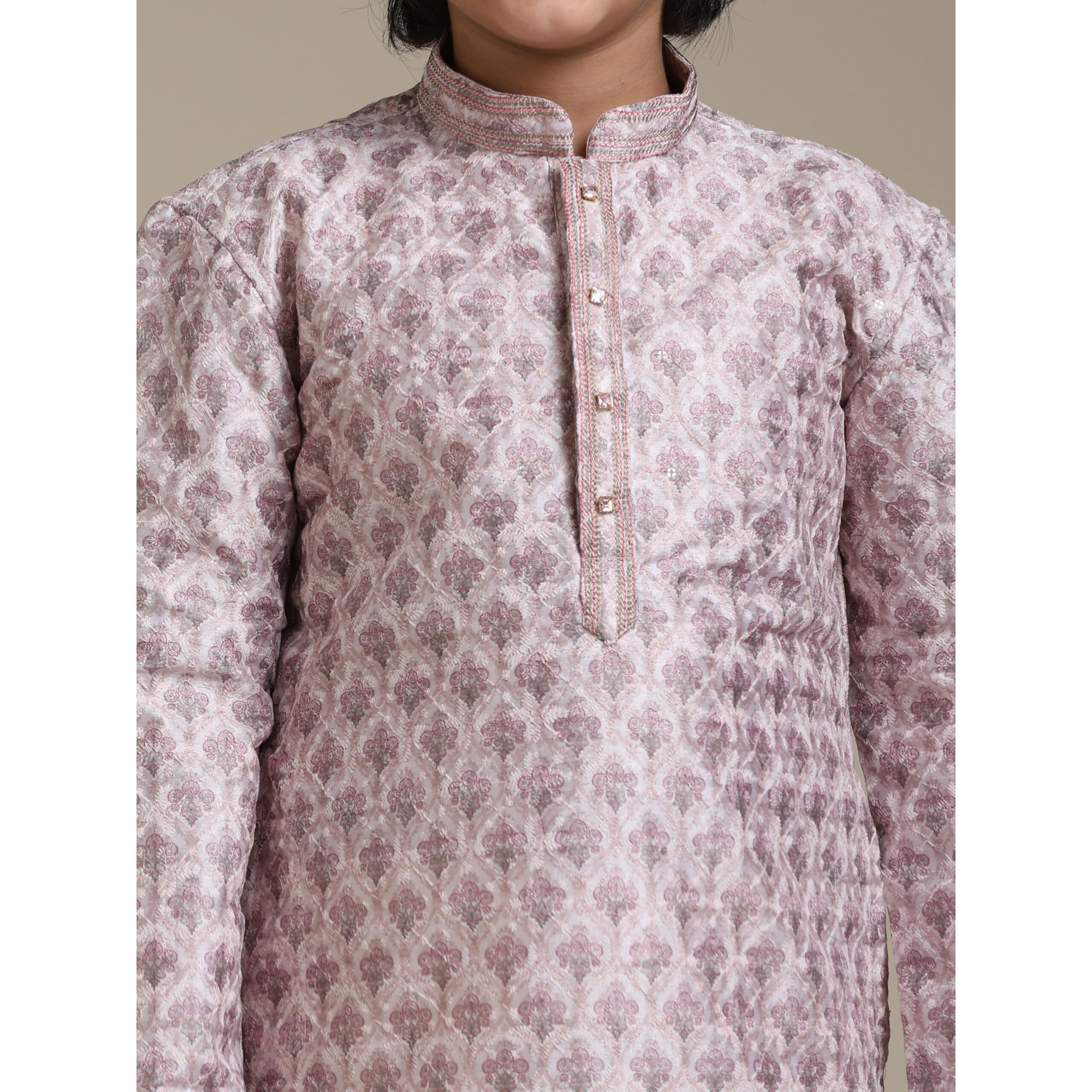 Manyavar Boys Art Silk Printed Kurta Pyjama Set (2Pcs)(2-3 Years)