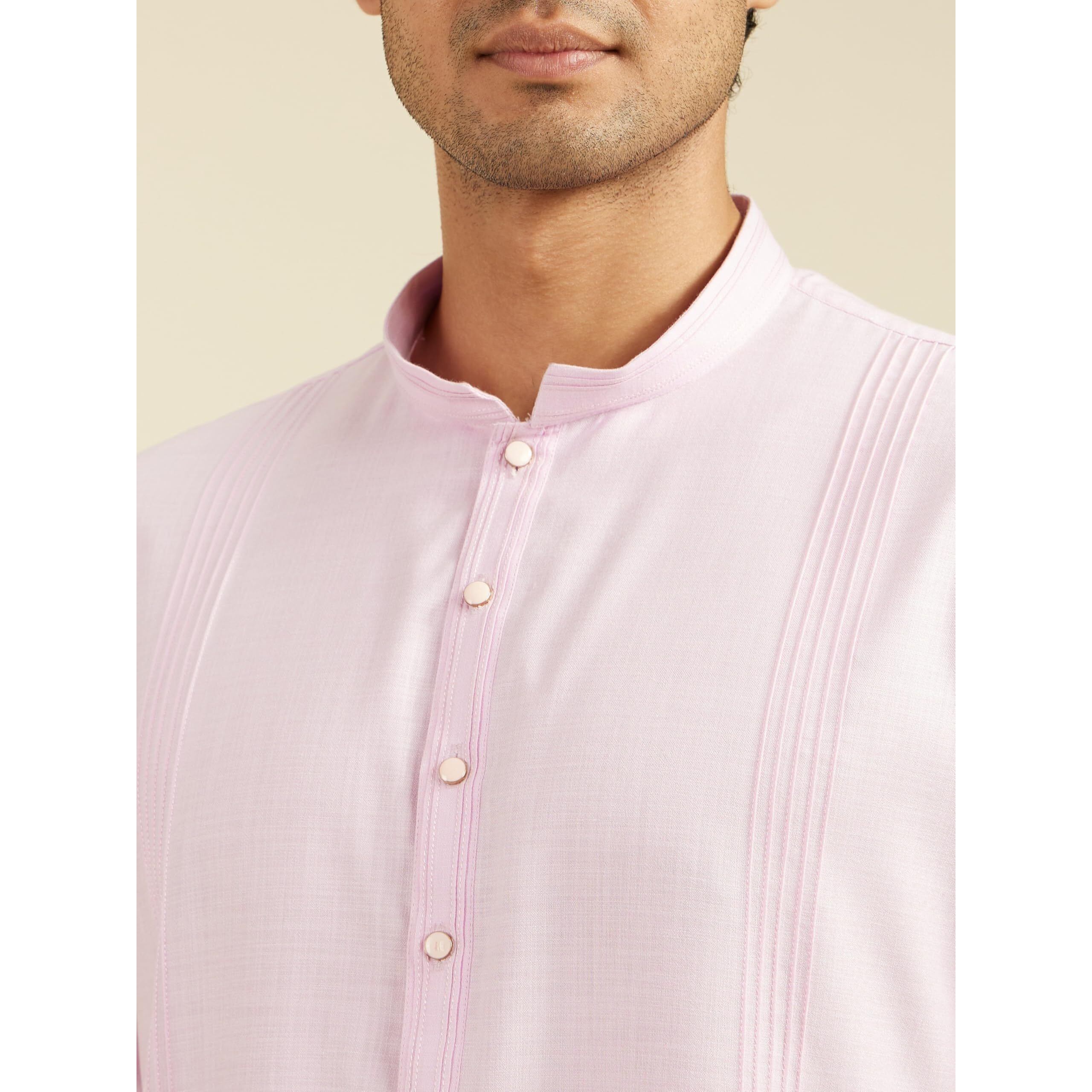 Diwas By Manyavar Men's Viscose Blend Self Design Kurta (Pink,M)
