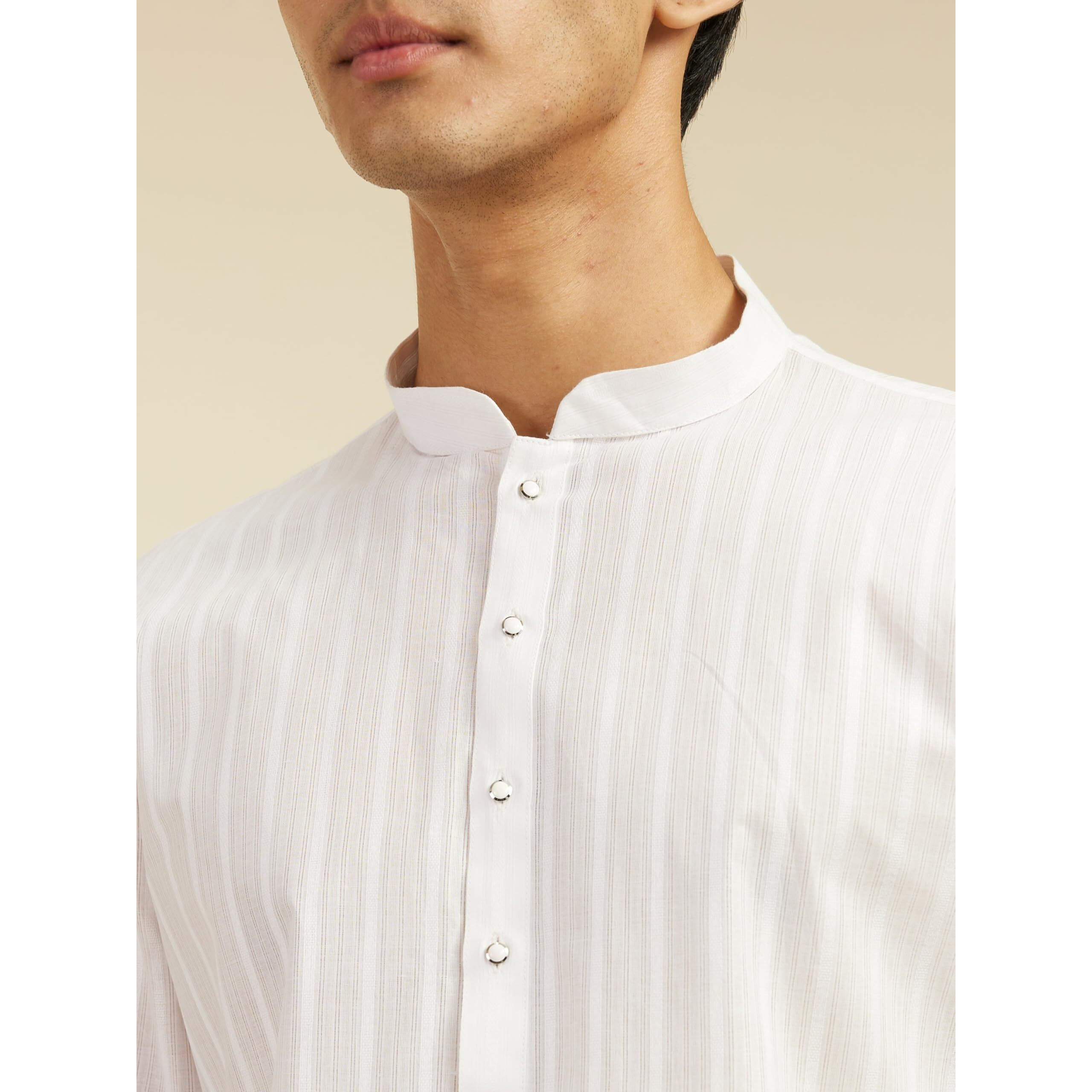 Diwas By Manyavar Men's Cotton Self Design Striped Kurta (White,Xxl)