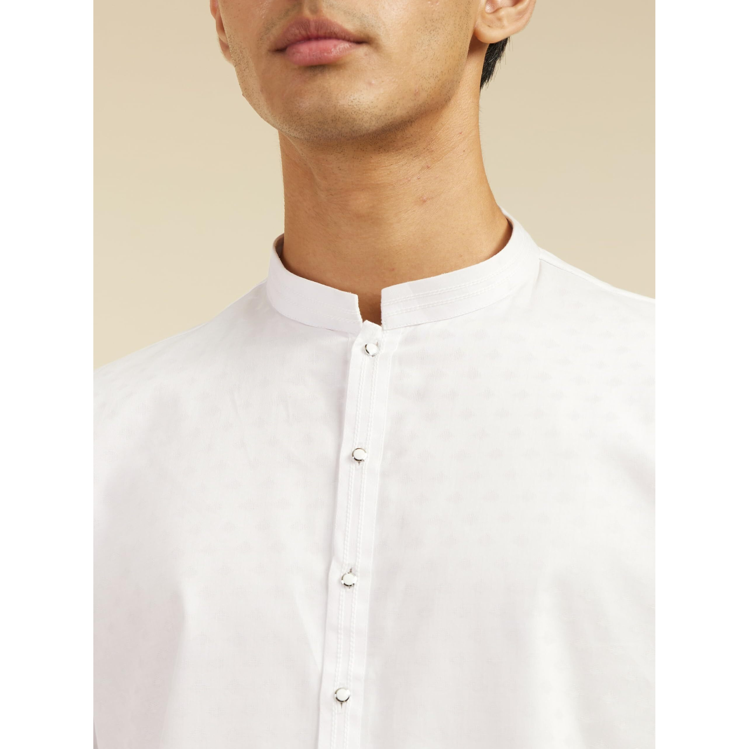 Diwas By Manyavar Men's Cotton Self Design Kurta (White,Xxxl)
