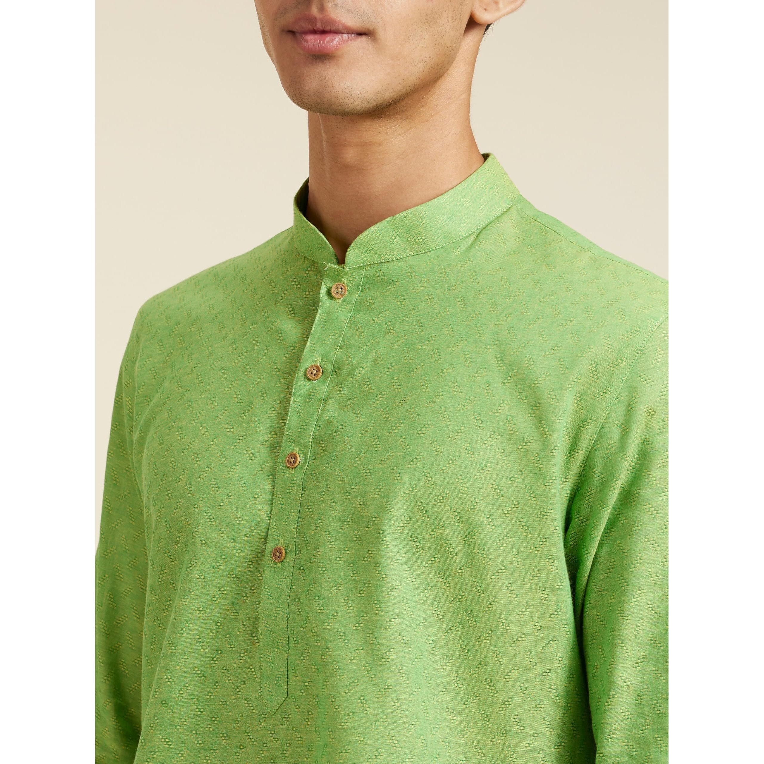 Diwas By Manyavar Men's Cotton Solid Kurta (Light Mid Green,Xxxl)