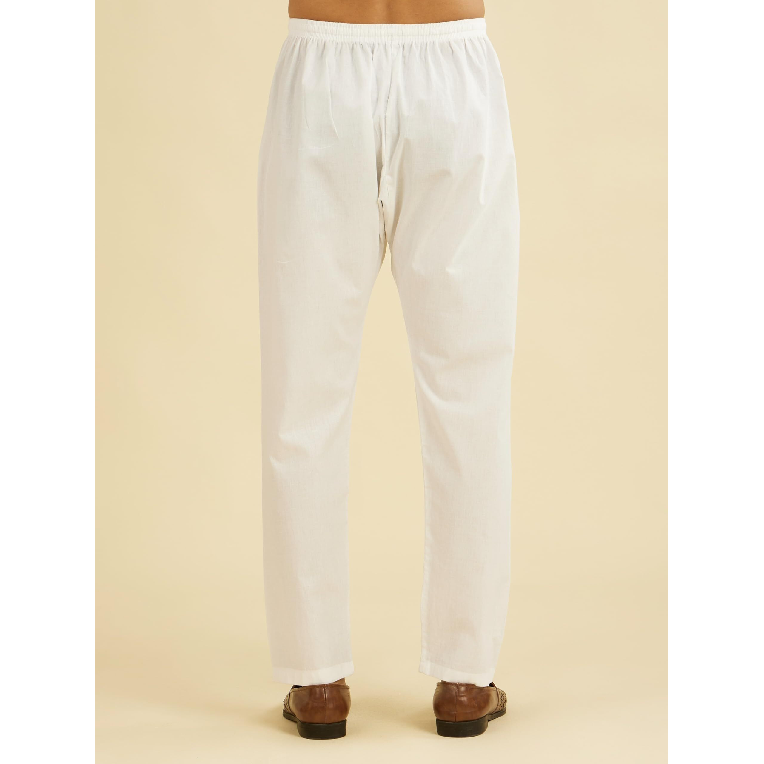 Diwas By Manyavar Men's Cotton Solid Churidar (White,M)