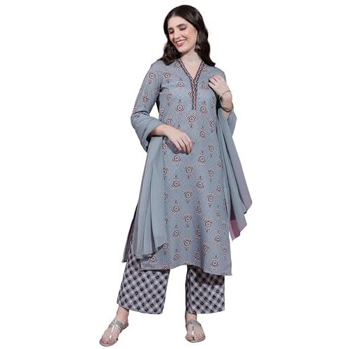 Ketch Women's Cotton Blend Regular Dress Shirt (Khk3001082_Grey