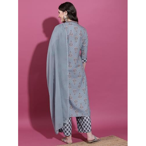 Ketch Women's Cotton Blend Regular Dress Shirt (Khk3001082_Grey