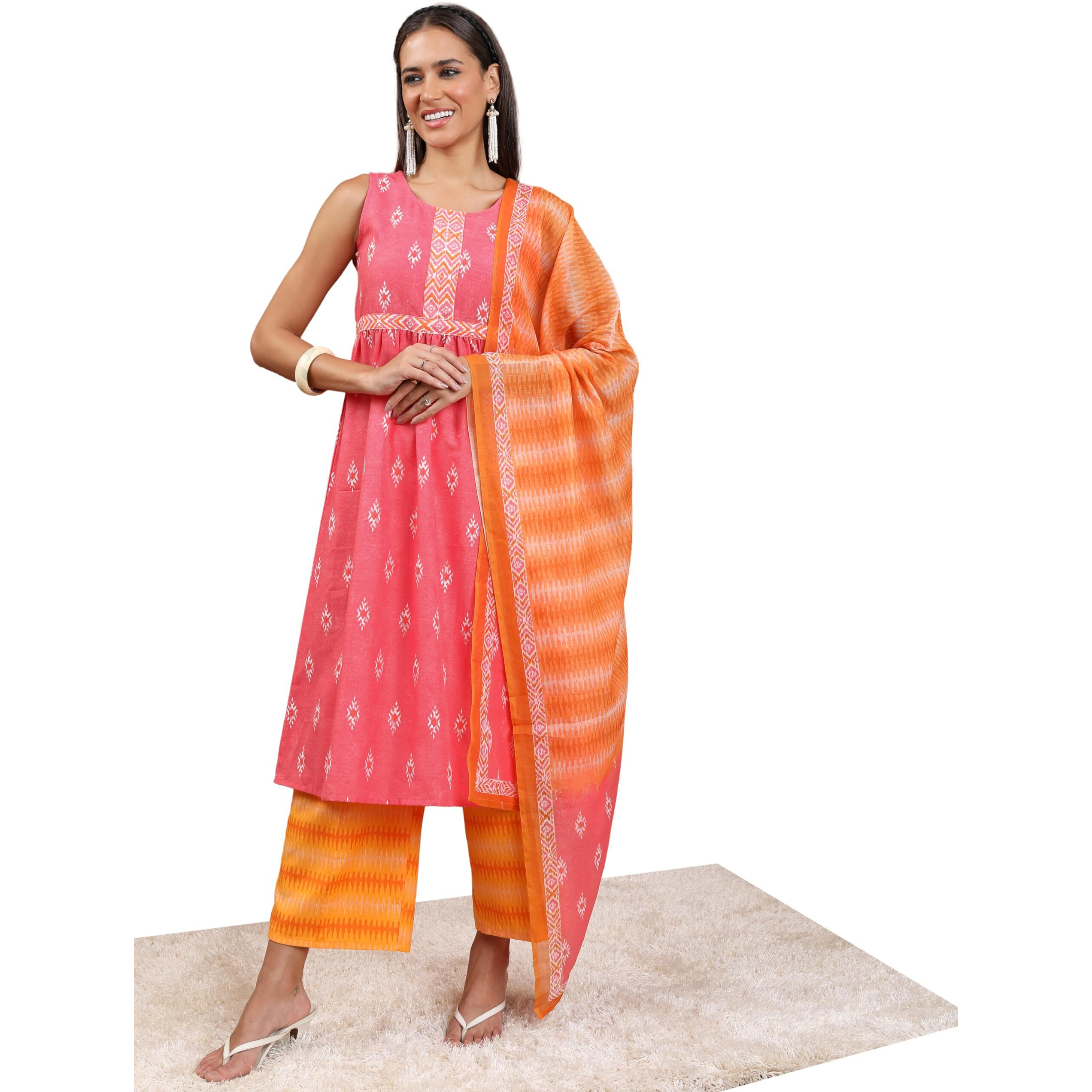 Ketch Women's Polyester Kurta Set (Khk3001092_Red