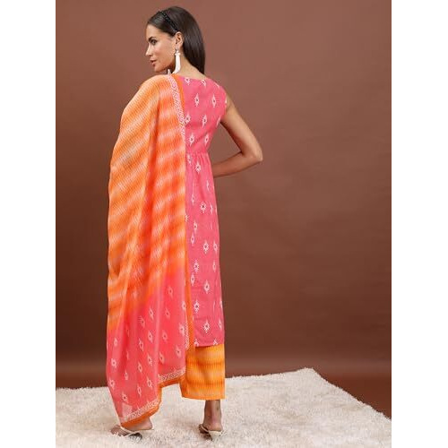 Ketch Women's Polyester Kurta Set (Khk3001092_Red