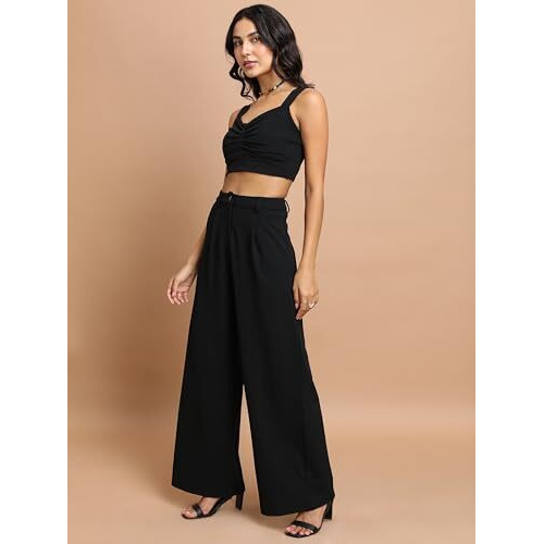 Ketch Cotton Blend Women Casual Fit Black Co-Ord Set Maxi Dress (Khce000100