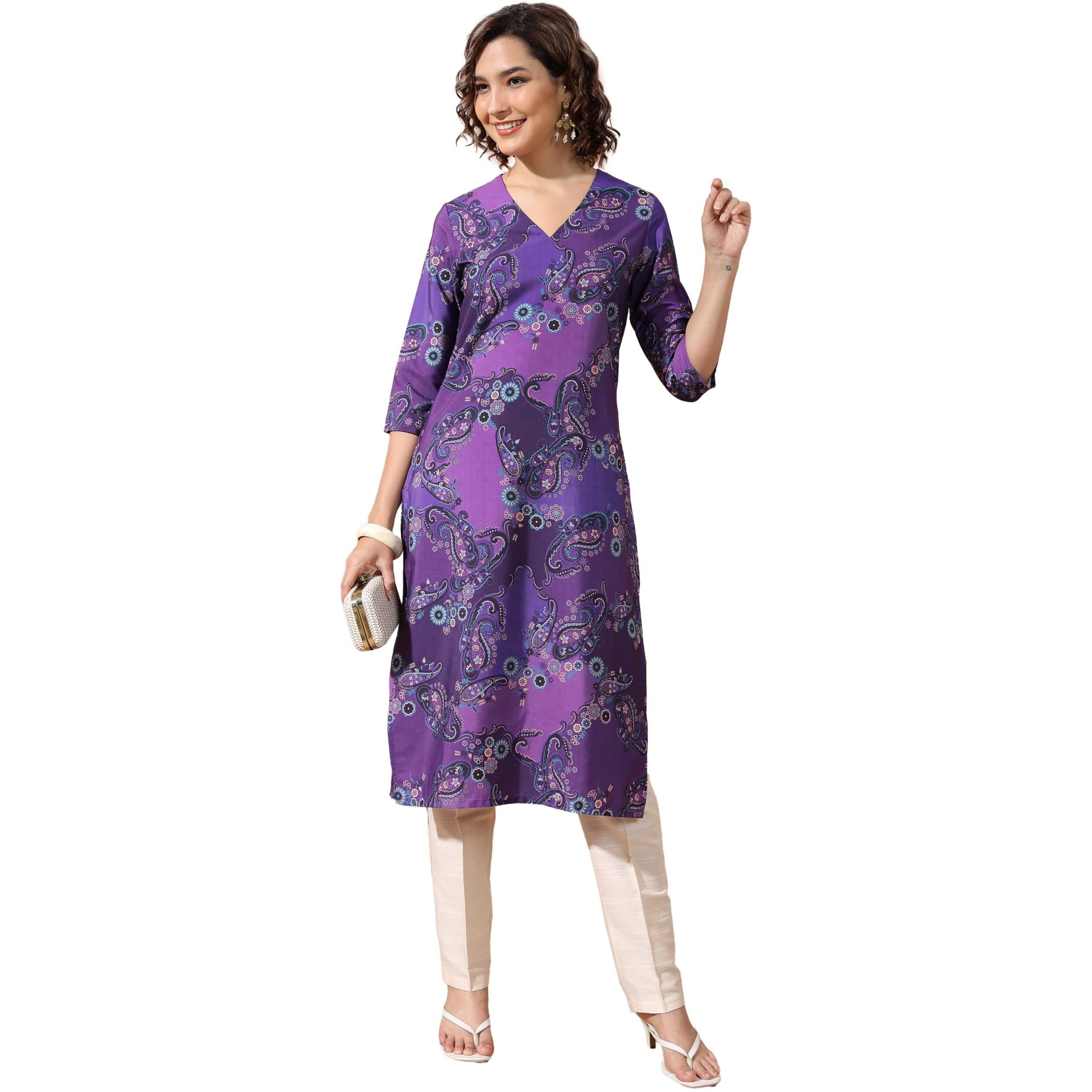 Ketch Women's Cotton Blend Regular Dress Shirt (Khku000418_Purple