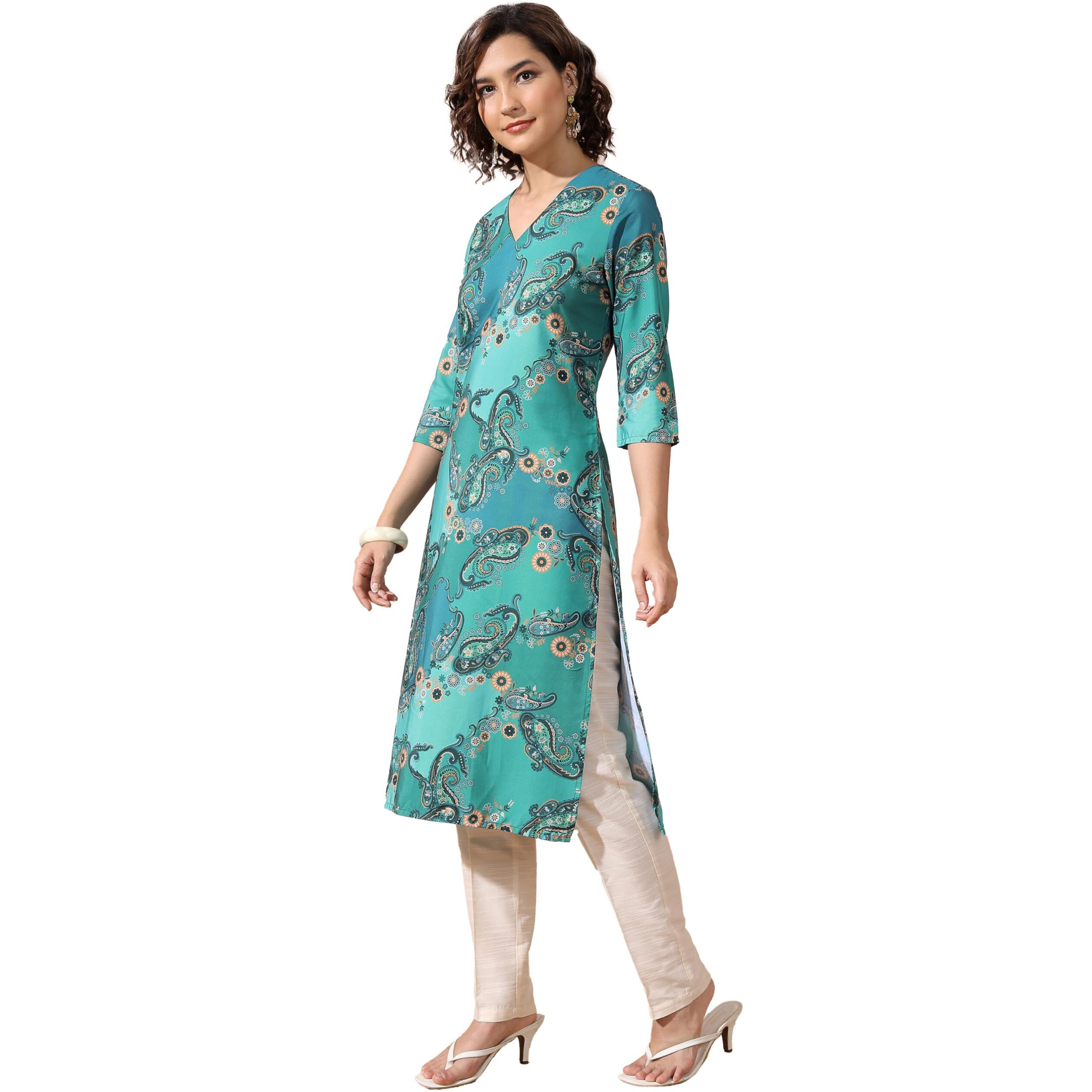 Ketch Women's Cotton Blend Regular Dress Shirt (Khku000419_Teal