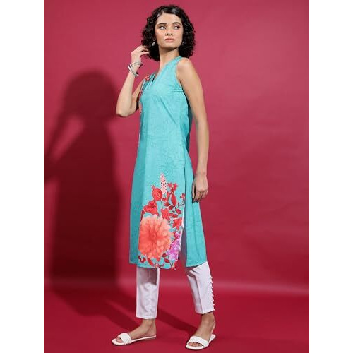 Ketch Women's Cotton Blend Regular Dress Shirt (Khku000423_Teal