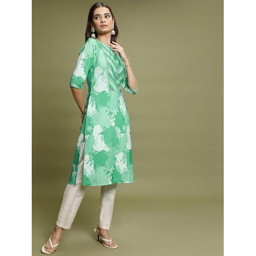 Ketch Women's Polyester Regular Fit Kurta (Khku000457_Dusty Jade