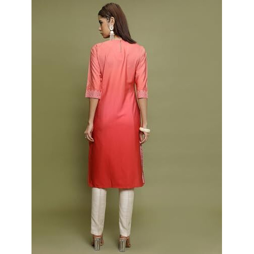 Ketch Women's Polyester Regular Fit Kurta (Khku000466_Red/Rust