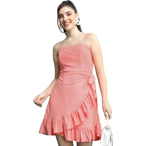 Ketch Cotton Blend Women Casual Fit Pink Dress Above The Knee Khj6000628
