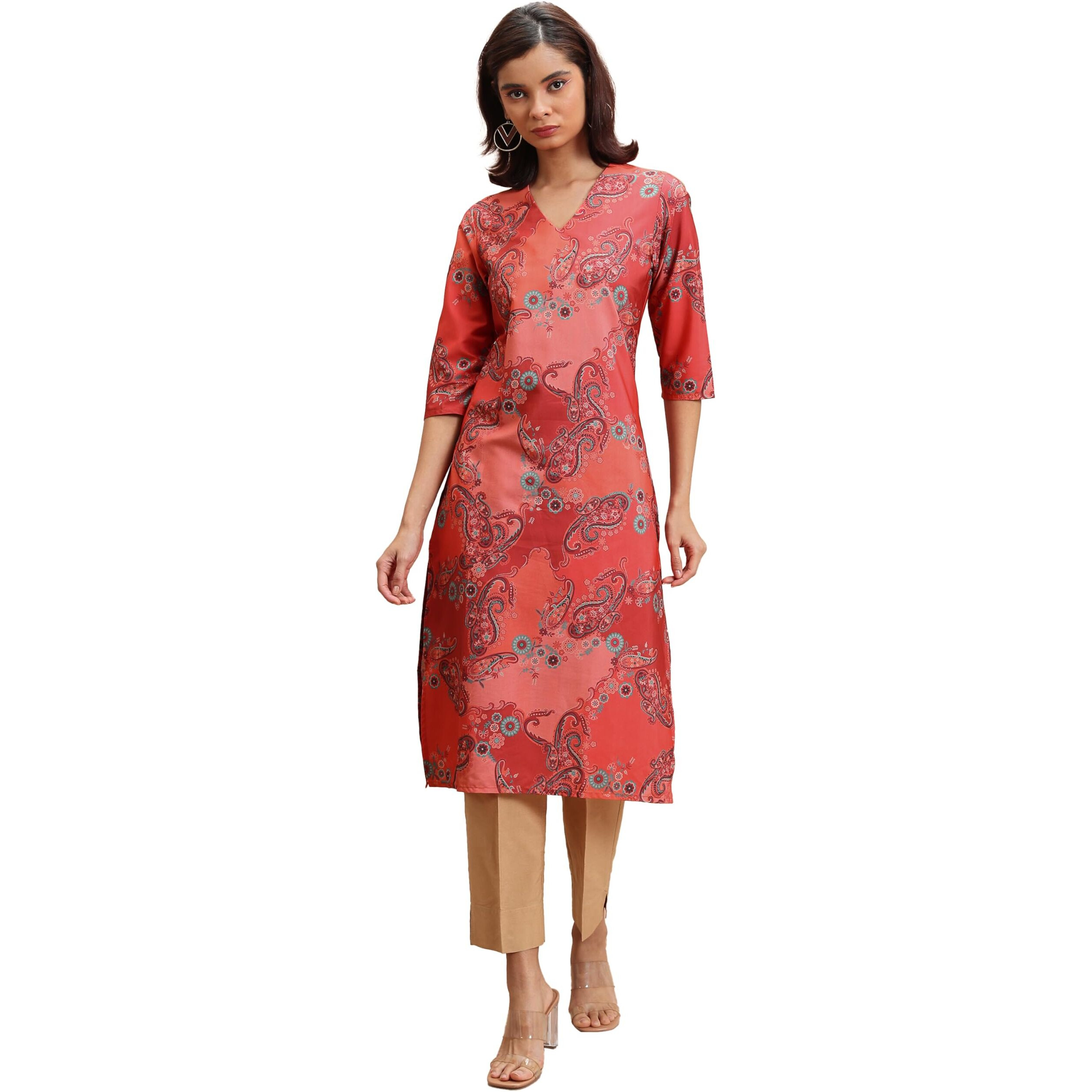 Ketch Women's Polyester Regular Fit Kurta (Khku000491_Red