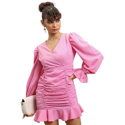 Ketch Cotton Blend Women Casual Fit Pink Dress Above The Knee Khj6000637