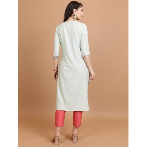 Ketch Women's Polyester Regular Fit Kurta (Khku000509_Sea Green