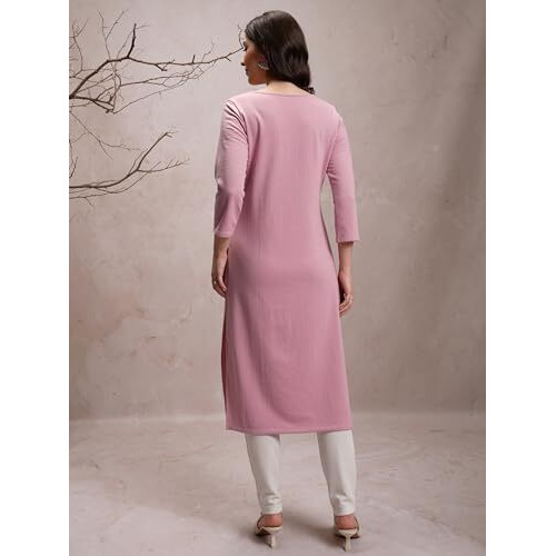 Ketch Women's Polyester Regular Fit Kurta (Khku000527_Lt Pink